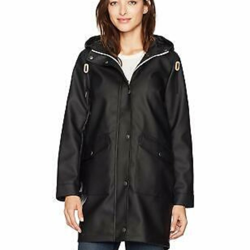 Levi's Women's Hooded Faux-Leather Parka Coat sz XXL
